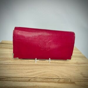 Hanae Mori‎ Deep Red Kiss-lock Long Wallet